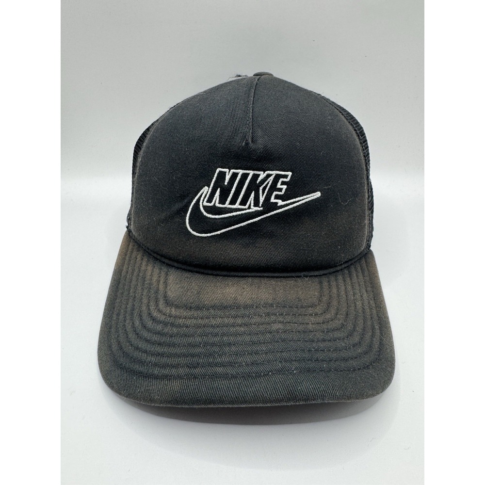 Nike Classic99 Trucker Snapback Hat Black White Swoosh Mesh Back Faded